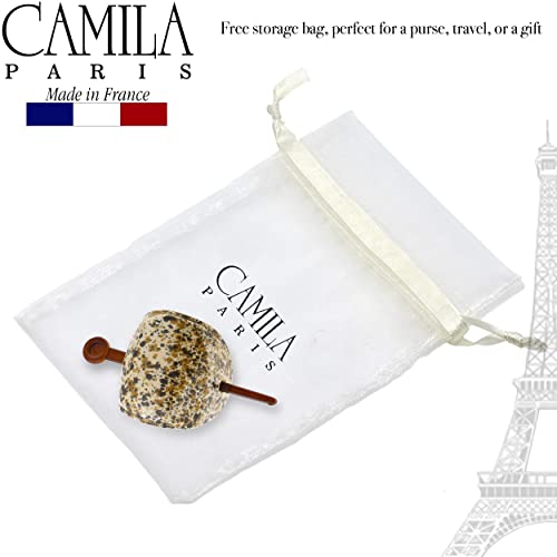 Camila Paris CP3342 French Hair Bun Holder Cover Cap Hair Updo, Camouflage, Hair Pin Thru, Strong Hold Grip Hair Clips for Women, No Slip and Durable Styling Girls Hair Accessories, Made in France - color: Camouflage