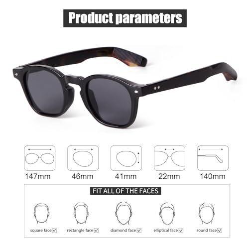 SORVINO Retro Round Sunglasses for Men Women Vintage Unisex Stylish Small Circle Tinted Sun Glasses 46mm - color: Black/Grey