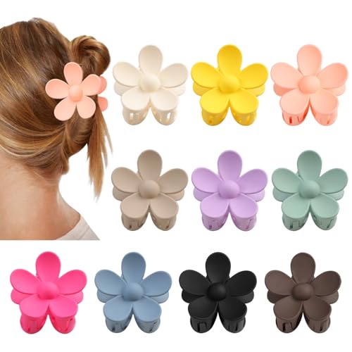 vivinin Flower Claw Clip 10 PCS Claw Clips, Hair Clips for Women Non Slip for Thick Hair Women Girls Gifts, 10 Colors - color: 10 Color