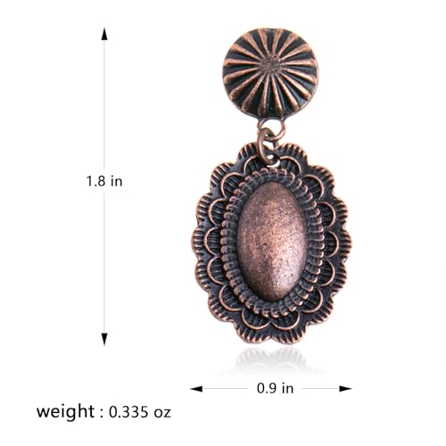 Rustic Couture's Western Earrings for Women Cowgirl Country Concho Dangling Western Statement Jewelry - color: A-Bronze