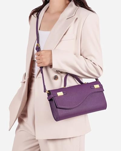 NEWBELLA Handwoven Women's Clutch Purse, Crossbody Bag with Adjustable Strap for Evening & Casual Use - color: Purple