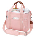 KKXIU Canvas Tote Bag for Women with Zipper and Compartments Crossbody Large Bible Messenger Purse Bag With Pockets | Canvas - color: Pink, size: X-Large