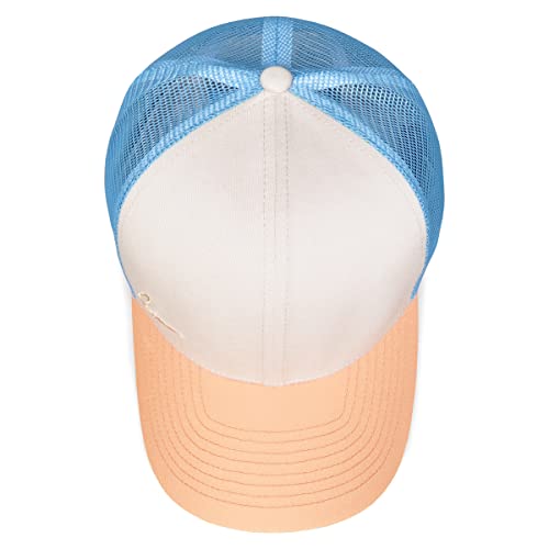 Grace Folly Beach Trucker Hats for Women- Snapback Baseball Cap for Summer - color: Classic Blue & Peach