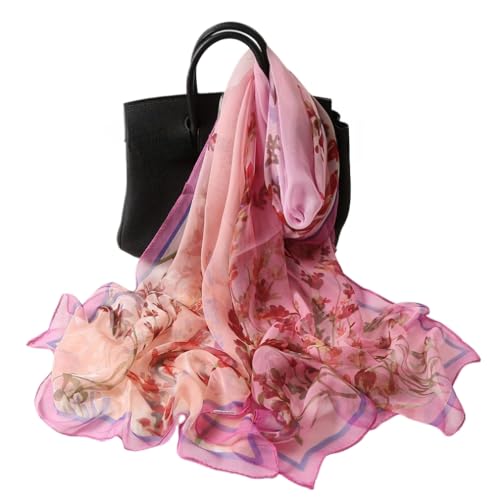 MINIDORA Lightweight Scarves for Women Elegant Floral Pattern Scarf Shawls Sunscreen Head Shawls - color: Style 92-pink