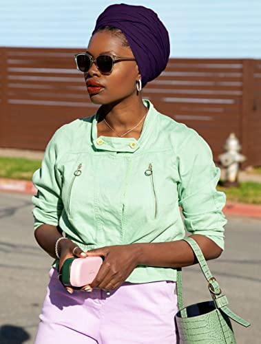 HOMELEX Head Wraps Turbans Stretch Jersey Knit Headwraps Wrap Turban Scarf Tie for Women - color: Pp-1