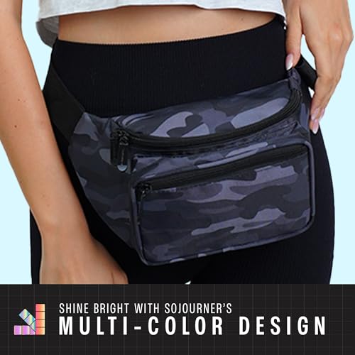Black Camo Fanny Pack Belt bag - Crossbody Waist Bag for Men or Women - Hands-Free, Waterproof Large Bumbag for Hiking, Running, and Travel - color: Black Camo