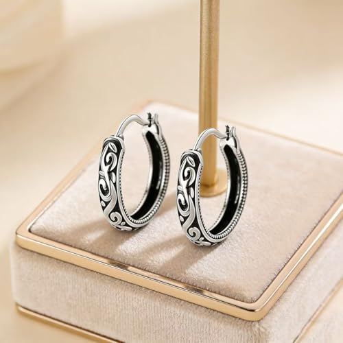 Vintage Filigree Hoop Earrings For Women Boho Engraved Statement Jewelry For Summer Daily Wear Party