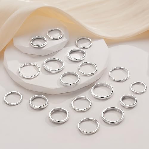 Gold Rings for Women Men Non Tarnish, Waterproof Chunky 14K Gold Plated Dainty Stackable Rings Trendy Statement Pinky Thumb Rings Engagement Eternity Wedding Band Ring Stacking Gold Jewelry Size 3 4 5 6 7 8 9 10 11 - color: Silver, size: 12.5