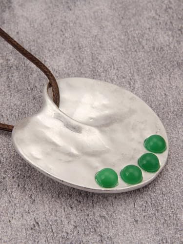 Jeilwiy Leather Necklace for Women Funky Necklace Choker String Cord Necklace with Pendant Boho Style Jewelry - style: Silver & Green Turquoise