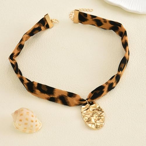 Scarf Necklace with Charm Gold Starfish Chunky Cross Heart Flower Pendants Bandana Charm Necklace Western Scarf for Women Boho Cowgirl Country Cowboy Accessories Beach Vacation Vacation Outfits Jewelry - color: A5-Scarf Necklace With Pendant Charm