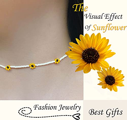 Beaded Choker Necklaces For Women Vsco Boho Handmade Flower Necklace Cherry Cute Necklace For Teen Girls Beach Necklace Set 6 Pieces - color: StyleA-02