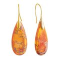 SELOVO Stone Fishhook Dangle Drop Earrings Statement Earrings for Women Stone - color: Orange-Gold Color Hook