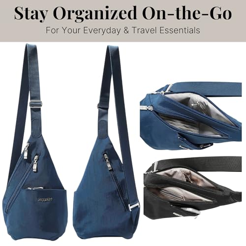 Baggallini Mini Sling - 12x7" Sling Crossbody Bag Backpack with Adjustable Shoulder Strap - color: Pacific