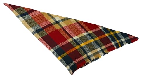 Wander Agio Womens Warm Long Shawl Winter Wraps Large Scarves Knit Cashmere Feel Plaid Triangle Scarf - color: Big Wine Red 25