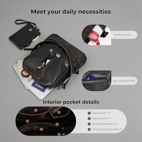 Women's Backpack with Wristlet Set, Large Capacity Tote Backpack for Women, Fashion Travel Backpack & Stylish Mommy Bag (Brown) - color: Brown