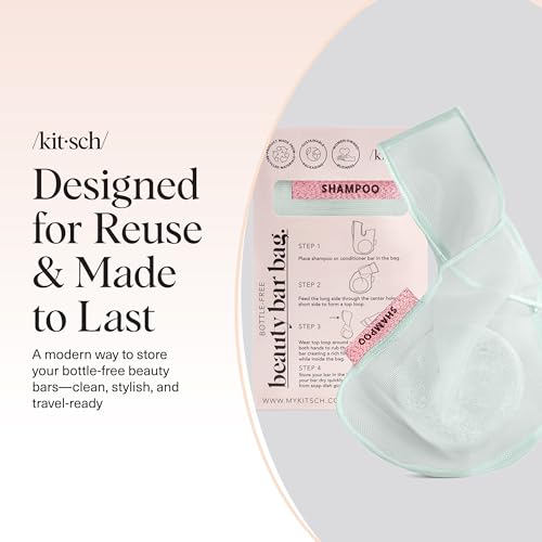 Kitsch Bar Soap Saver Pouch – Patented Mesh Soap Bag for Shampoo and Conditioner Bars - Extends Use & Prevents Soggy Mess - Recycled Beauty Bar Bag, Eco-Friendly - Mint - color: Mint