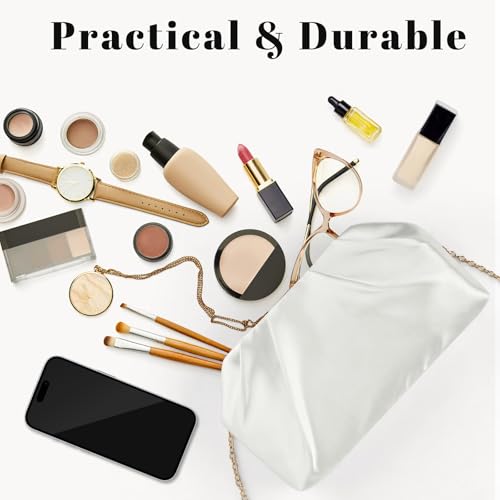 ERKOON Clutch Purse for Women Elegant Pleated Evening Bag Crossbody Shoulder Handbag Envelope Bag with 2 Detachable Chain - color: White