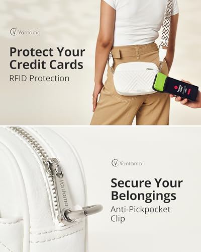 Vantamo Premium Quilted Crossbody Bags for Women with Anti-Pickpocket Clip, Vegan Leather Handbags, Travel Purses for Women - color: Shoulder Bag Snow Jacquard Strap