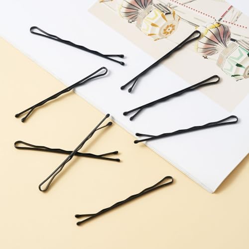 QIUTIMIY 200 Pcs 2.2 Inch Wave-Shaped Bobby Pins Black Metal Hair Pins Hair Accessories for Women Stylists Hair Sticks Girl - color: Black, size: Wave-2.2in