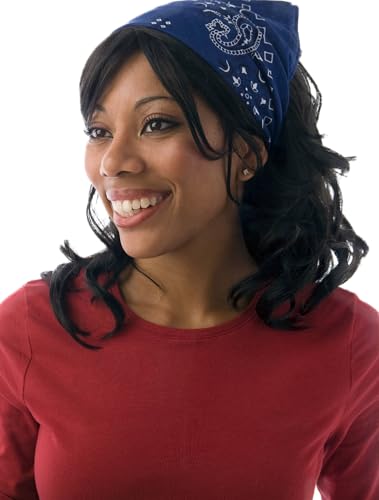Classic Paisley Bandanas - 3 Pack Gift Set, 100% Cotton, 22x22 Inches - color: Navy Blue