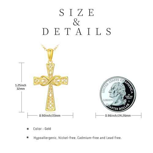 14K Gold Cross Necklace Gold Cross Pendant Necklace Christian Faith Jewelry Gifts for Women - style: A-Infinity Celtic Cross