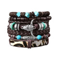 Turquoise Leather Western Bracelets for Women Men Bohemian Retro Turquoise Wrap Bracelets Exquisite Layered Stacked Cowboy Cowgirl Bracelet Western Country Concert Outfits Leather Cuff Bracelet for Women - style: Bull Head,Turquoise