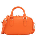 FashionPuzzle Mini PU Leather Satchel Purse Top Handle Crossbody Bag - color: Orange