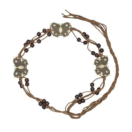 Bohemian Sytle Womens Rope Boho Waist Belt for dress - color: Butterfly Yellow