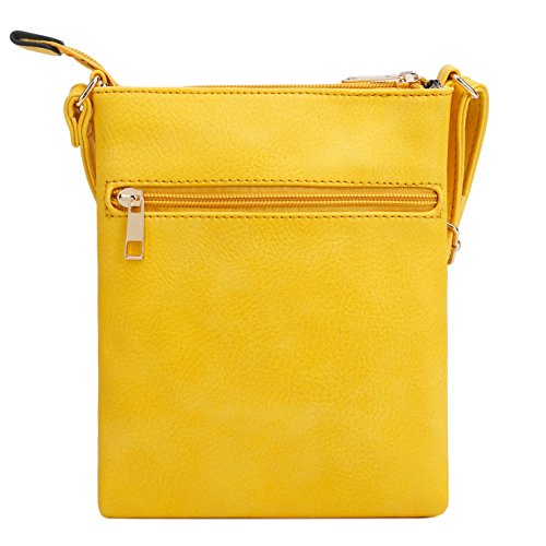 DELUXITY Crossbody Purse Bag Shoulder Bag Multi Pocket Zipper Purse - color: Yellow