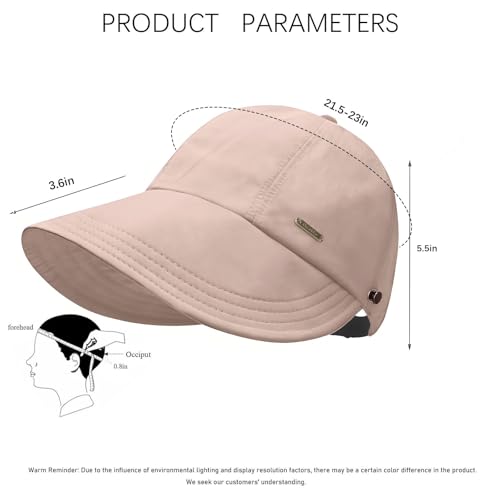 huablo]UPF 50+Womens Sun Hat UV Protection Hiking Fishing Hats Wide Brim Hat Adjustable Ponytail Packable Sun Cap - color: Sakura Pink