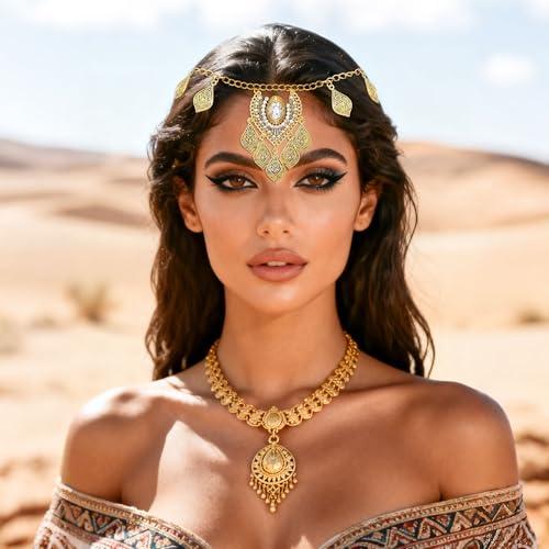 JeVenis Egyptian Costume Accessories Gold Hair Chain Egyptian Headpiece Coin Headband Costume Hair Chains for Women Boho Headpiece Prom Accessories Costume Cosplay for Halloween Christmas