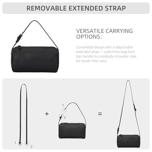 KouLi Buir PU Leather Crossbody Purse for Women Trendy Small Barrel Hobo Shoulder Handbag Lightweight Daily Purse - color: Balck