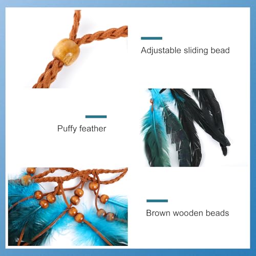 DOCILA Flower Headbands For Women Hippie Floral Hairband Boho Fairy Crown Wedding Parties Outfit Costume Hair Accessories - color: Turquoise