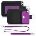 Artpaxy Minimalist Wallet For Mens Womens, Keychain RFID Blocking Zipper Small Wallet with ID Window 2 Lanyards,Water Resistant Travel Cash Card Coin Case Boys Girls - color: Purple Black, style: Casual