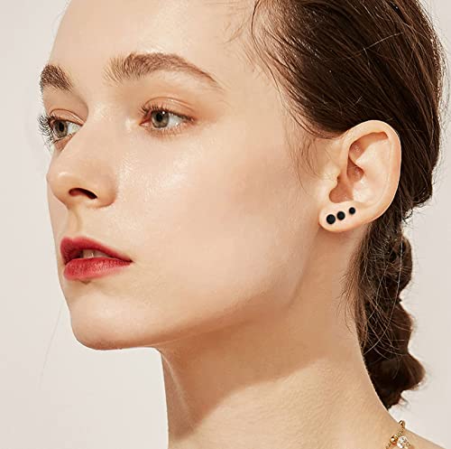 925 Sterling Silver Dot Stud Earrings | Small Simple Round Disc Stud Earrings | Tiny Flat Circle Hypoallergenic Cartilage Tragus Piercing Earrings Gifts for Women Men 2mm 3mm 4mm 5mm - color: #9 black gold-2/3/4mm