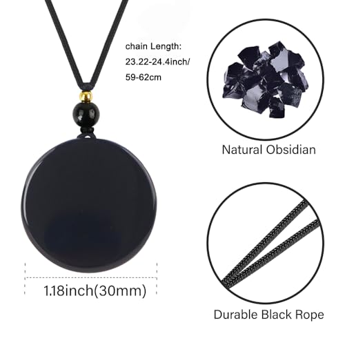 Obsidian Tree of Life Necklaces Orgonite Healing Crystal Stone Pendant Necklace for Spiritual Healing and Meditation Energy Talisman Sacred for Men Women - color: Black obsidian 3