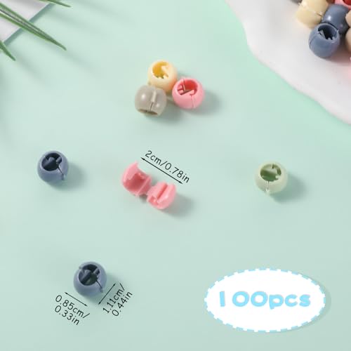 Hair Beads for Girls, 100 Pcs Mini Hair Claw Clips Plastic Tiny Braided Hair Clips Cute Colorful Beads Clip Decorative Hair Accessories for Women Girls - color: Morandi Colors