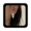 Boho Crystal Tassel Drop Earrings Rhinestone Chandeliers Earrings Cz Paved tassel Earrings tiny rhinestone dangle Earrings wedding Jewelry for Women and Girls