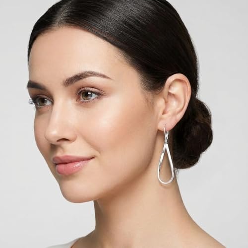 Leverback Dangle Drop Earrings for Women, Hypoallergenic Lightweight Minimalist Jewelry, Fashion Gift for Her, Birthday Anniversary - color: A-Silver