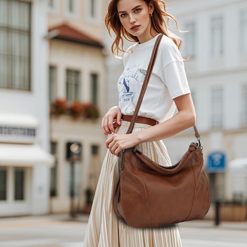 TANTOMI Hobo Bags Purses for Women, Women's Crossbody Handbags and Shoulder Bag, Multi-Pocket Large Hobo Purse - color: Brown