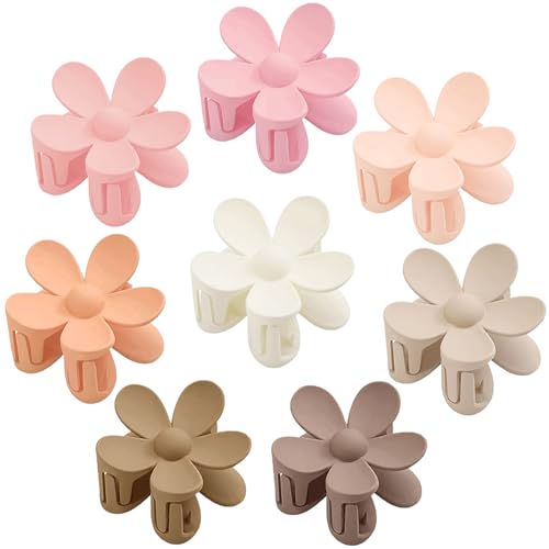 Flower Hair Clips 8PCS, Large Claw Clips for Women Girls Thick Thin Hair, Strong Hold Non slip Big Matte Dasiy Jaw Clamps Hair Accessories 8 Colors - color: Pink, Light Coffee, White, Coffee, Mocha, Beige, Khaki, Light Pink