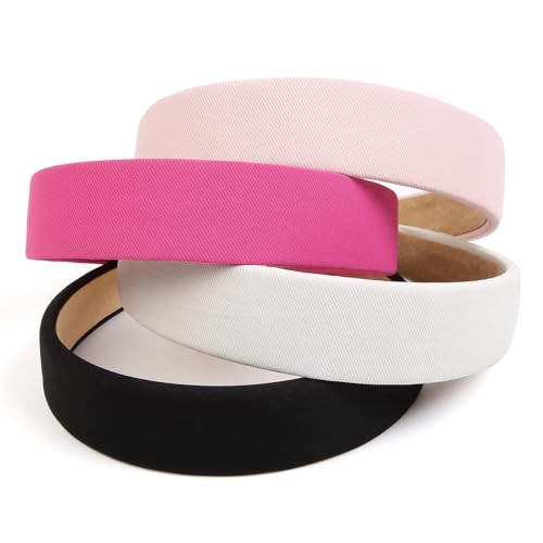 Huachi Headbands for Women Non Slip Trendy Valentine's Day Women's1 inch Wide Cute Headbands for Girls, Pink Head Bands Elastic Hair Bands for Women's Fashion Women Hair Accessories - color: Black, white, light pink, hot pink