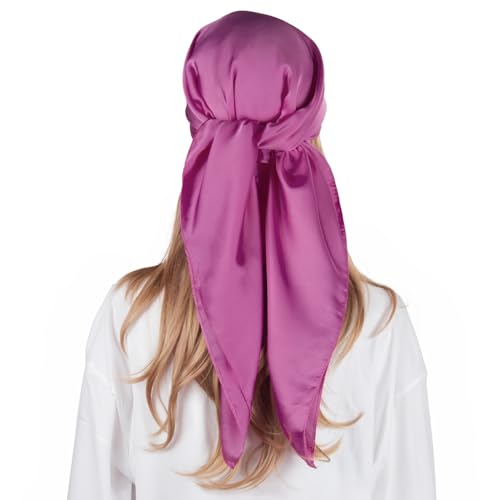 RIIQIICHY 35 Inch Head Scarf for Women Hair Scarf Like Silk Scarf Square Scarf Bandanas for Women - color: Rose