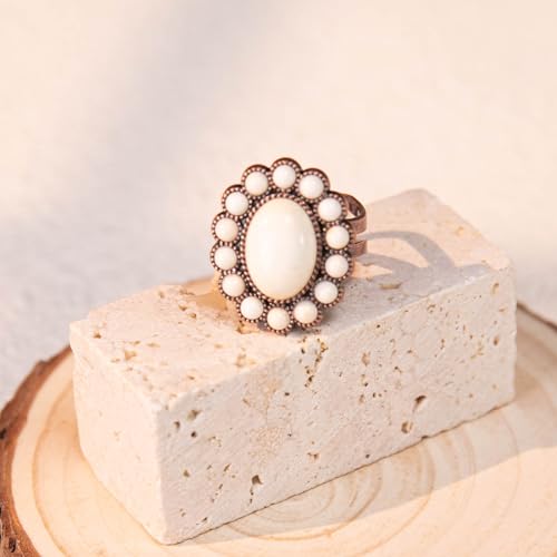 Montana West Rustic Couture's Bohemian Turquoise Cuff Ring for Women Cowgirl - color: Brilliant White