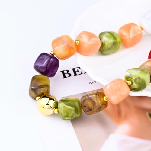 GAUEIOUR Summer Beach Jewelry Chunky Beaded Necklace for Women Boho Charm Jewelry Accessories Surfer Trendy Statement Big Colorful Resin Bead Vcation Choker Necklaces