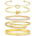 18 K Gold Plated Love Bangle Bracelet Stack Cuff Jewelry for Women Jewelry Set for Women Gift with Box - style: style30
