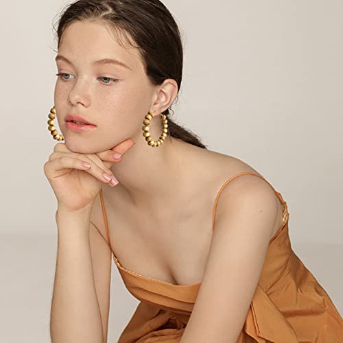 Handmade Nature Wooden Beaded Hoop Earrings Bohemian Minimalist Colorful Circle Round Wood Bead Earrings Vintage Chic Wooden Ethnic Dangle Drop Earrings for Women Statement Jewelry Gifts - color: Brown 10