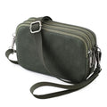 Small Wristlet Wallet for Women, 3-Zip Crossbody Phone Purse - color: Olivegreen/Pu