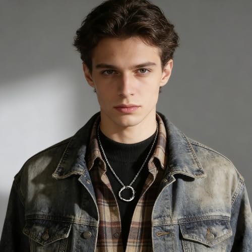 Retro Thorn Crown Pendant Necklace - Premium Brass 5A Zircon, Gold/Silver, Men's Niche Hip Hop Jewelry, W/ 2mm 24-Inch Twist Chain (2mm*24Inch,Silver)