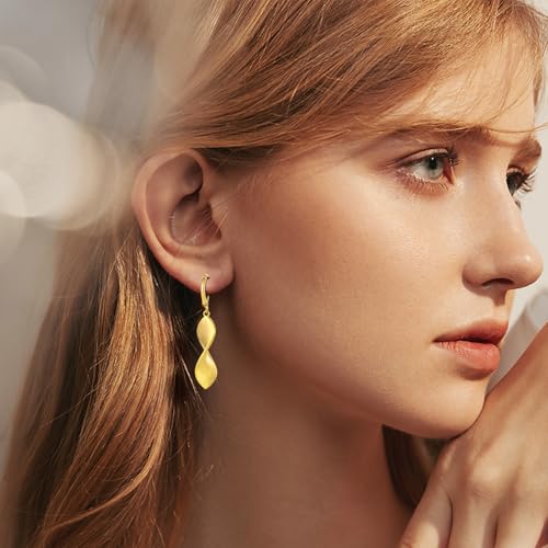 Dangle Earrings For Women, Silver Plated Lightweight Drop Earrings With Sparkling Cubic Zirconia,14K Gold Plated Hypoallergenic Face Shaping Earrings For Wedding Party Daily Office Jewelry Gift - color: Gold-C